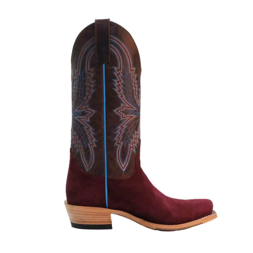 Macie Bean Women's Top Hand Burgundy Suede Western Boot