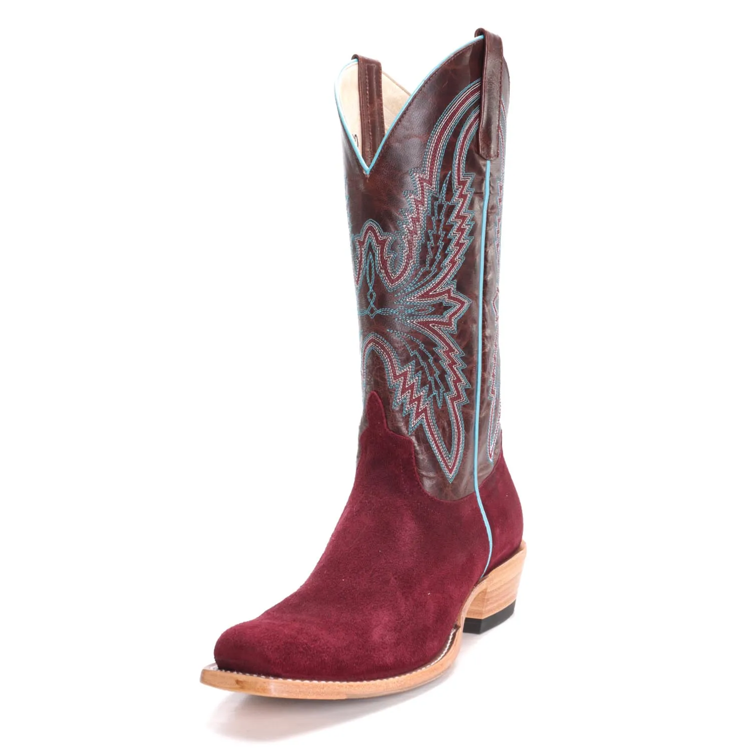 Macie Bean Women's Top Hand Burgundy Suede Western Boot