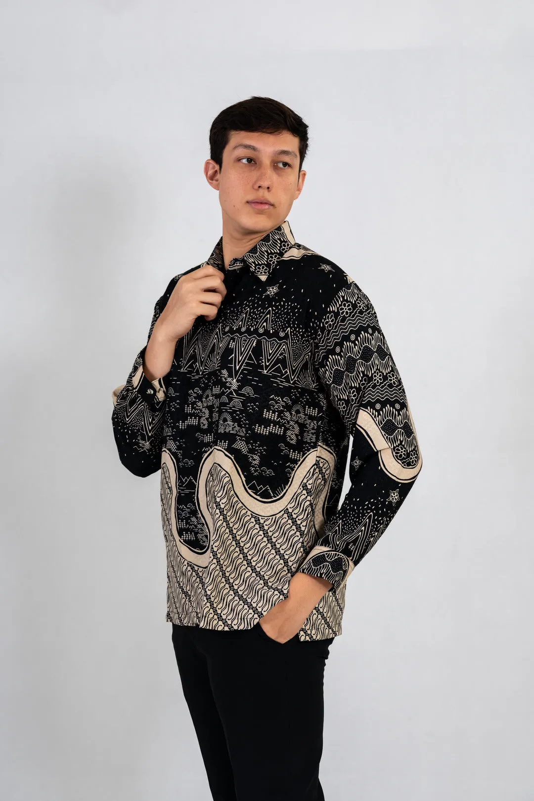 Men's Batik Shirt - Nightscape | Long Sleeves