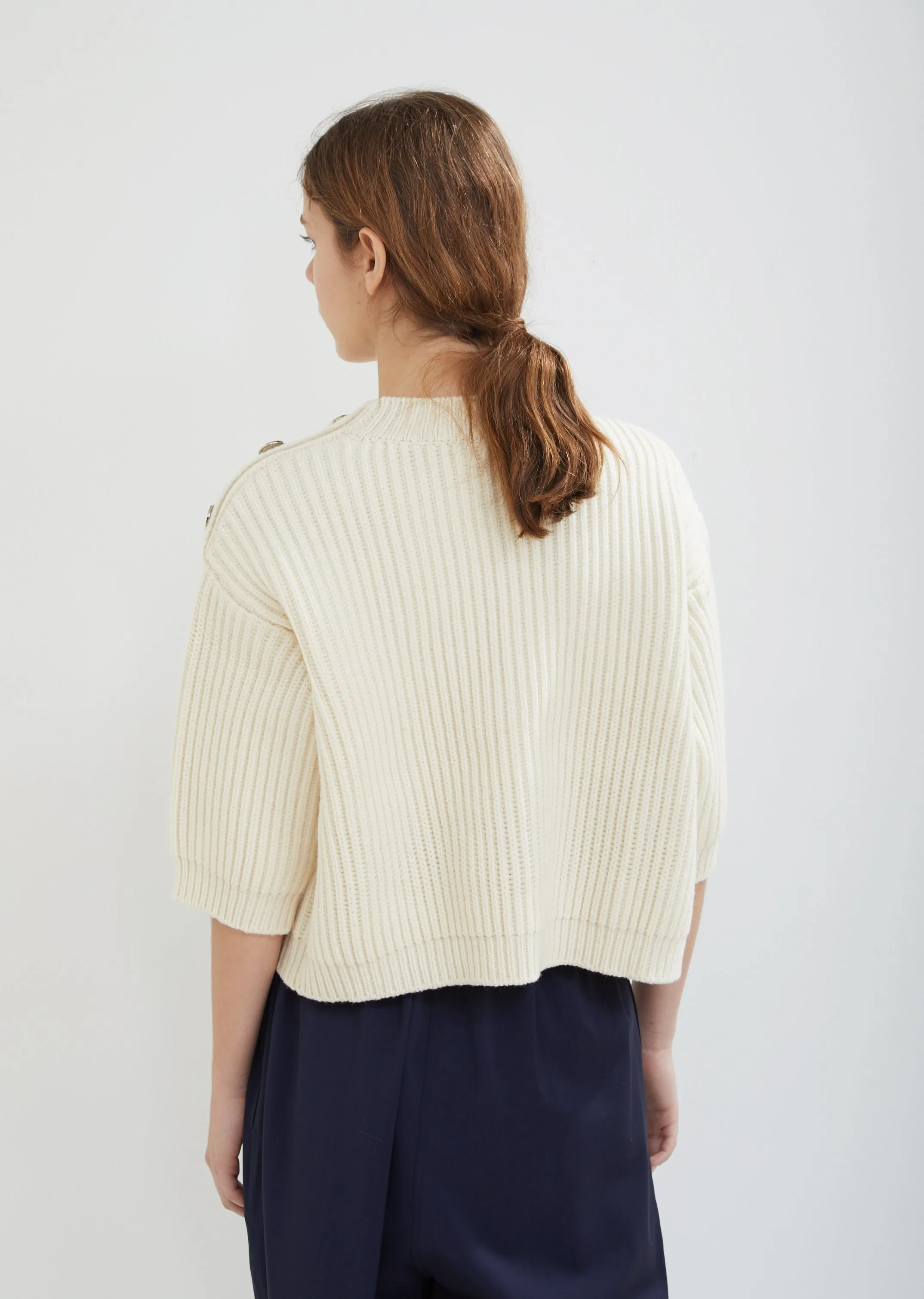 Moore Shoulder Buttoned Crew Neck Sweater