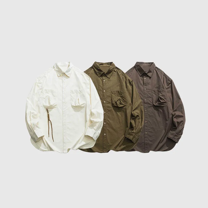 Multi-Pockets Solid Shirts