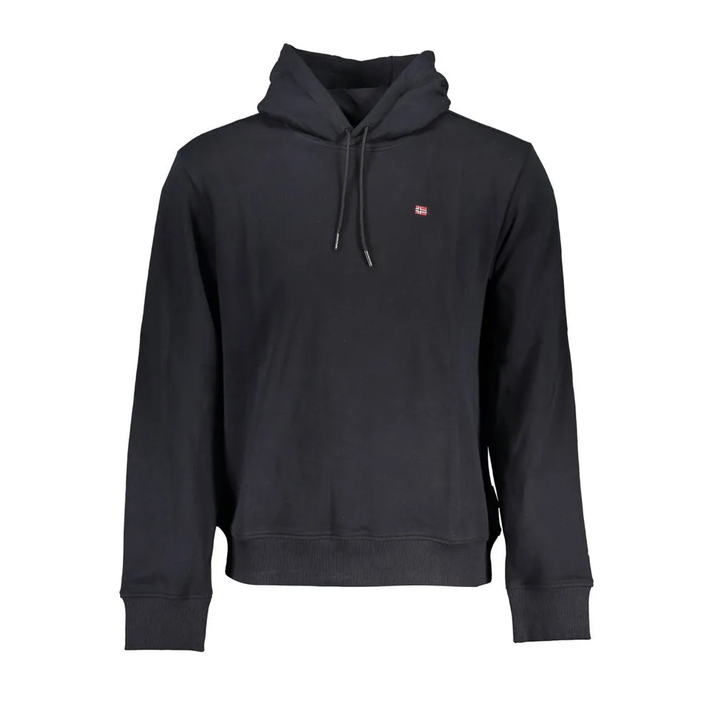 Napapijri Sleek Black Cotton Hooded Sweatshirt