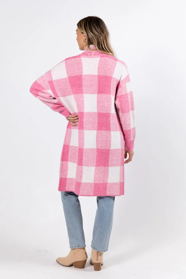 News To Me Pink Plaid Sweater Coat SALE