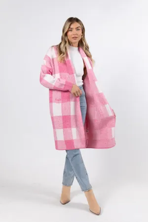 News To Me Pink Plaid Sweater Coat SALE