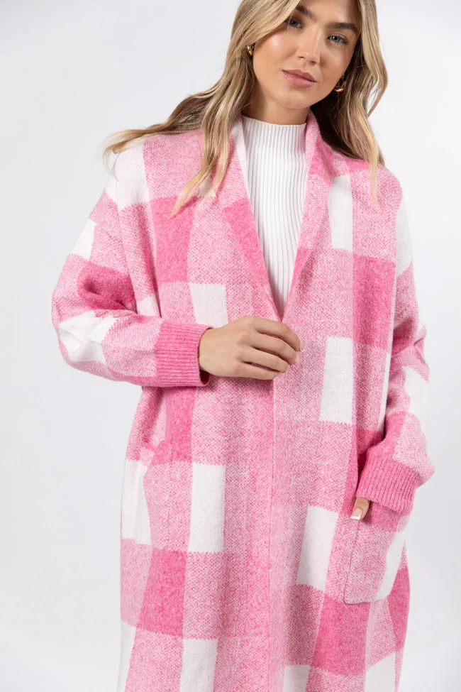 News To Me Pink Plaid Sweater Coat SALE