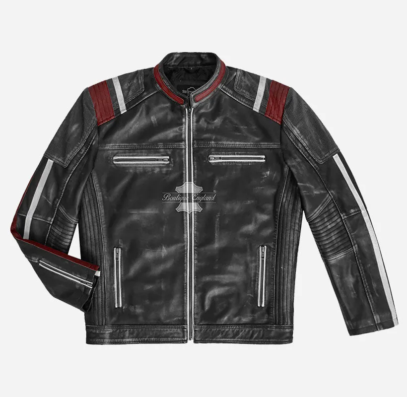 NOMADIC Waxed Vintage Biker Leather Jacket for Men