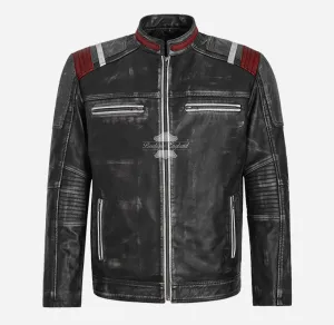 NOMADIC Waxed Vintage Biker Leather Jacket for Men