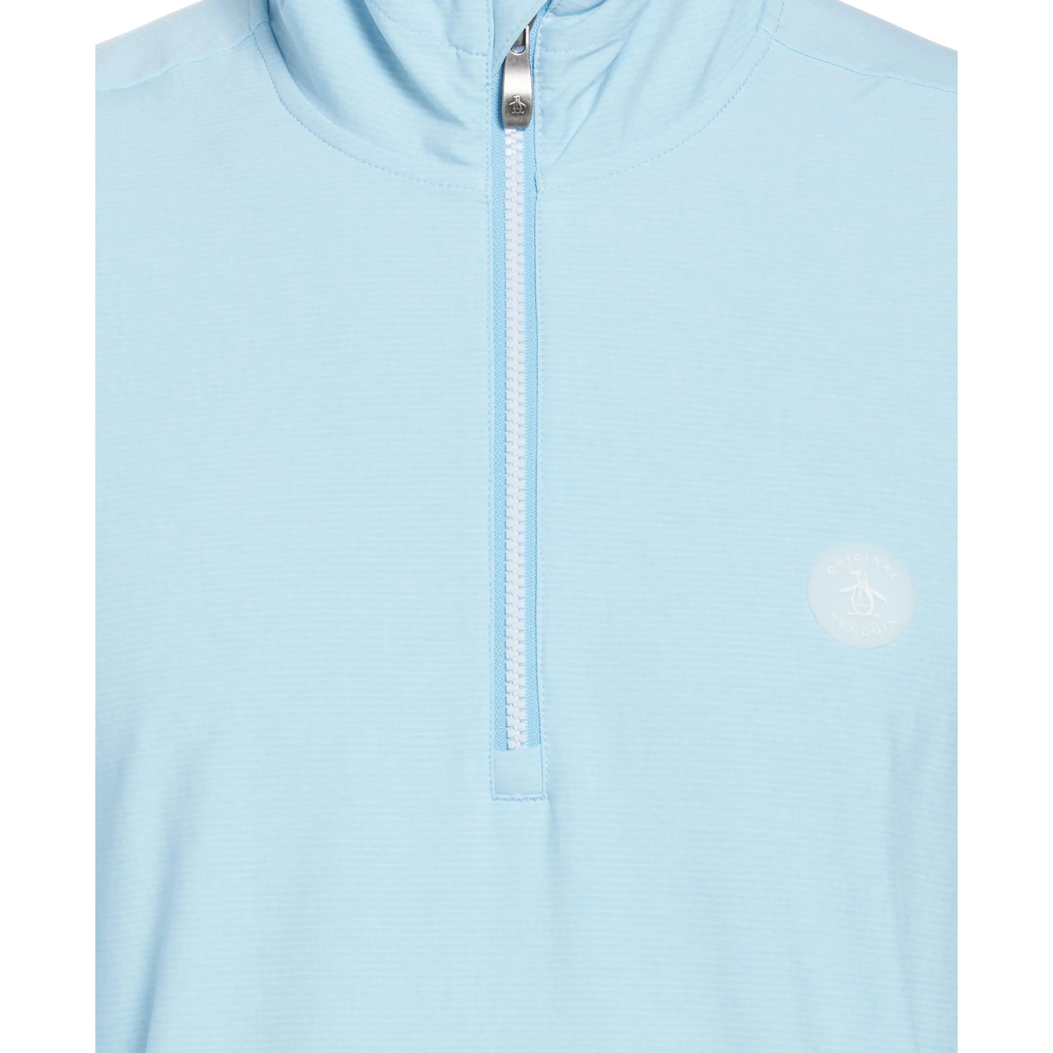 Original Penguin Mens Fine Line Hooded 1/4 Zip Wind Golf Mid Layer - BALTIC SEA