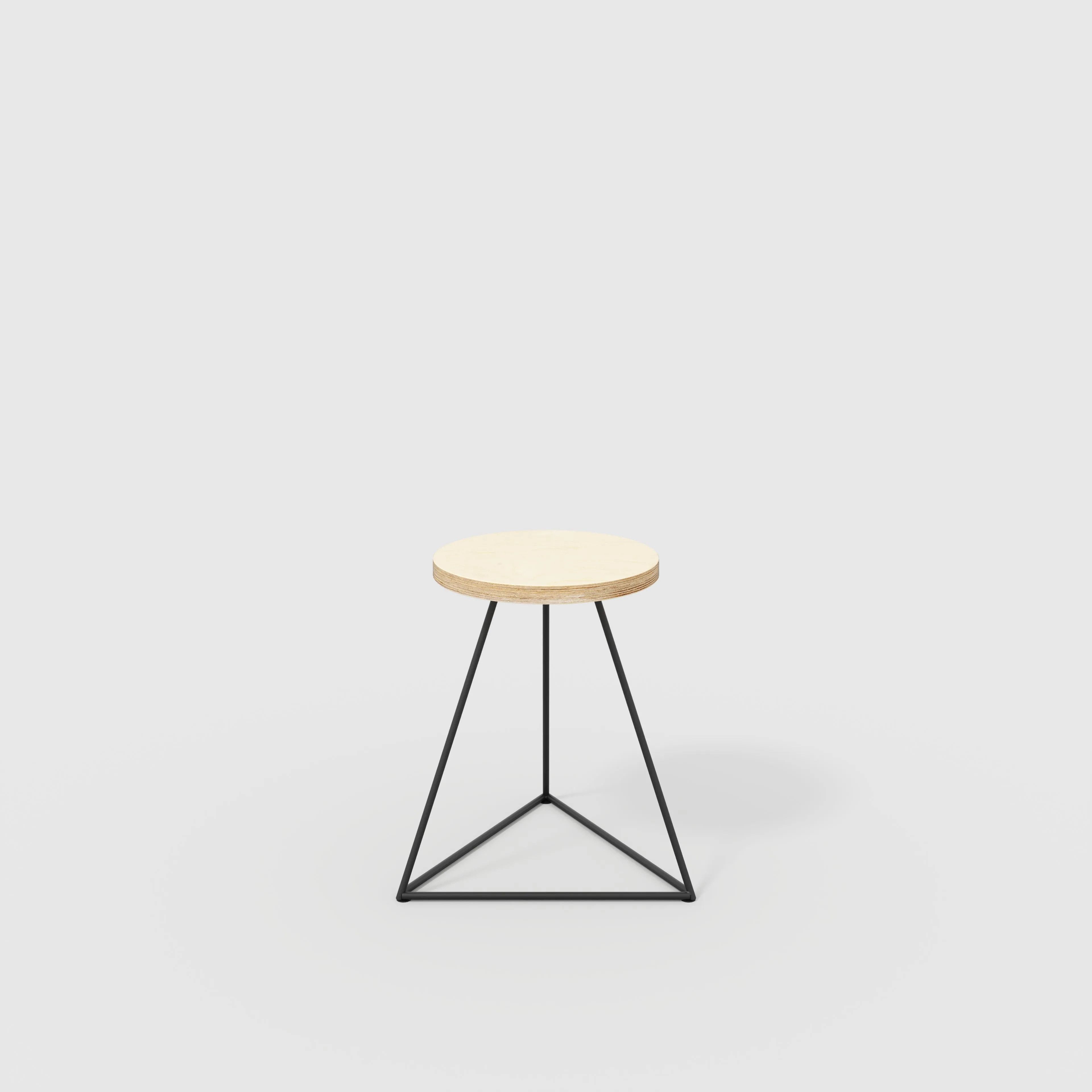 Plywood Stool with Black Prism Base - Plywood Birch