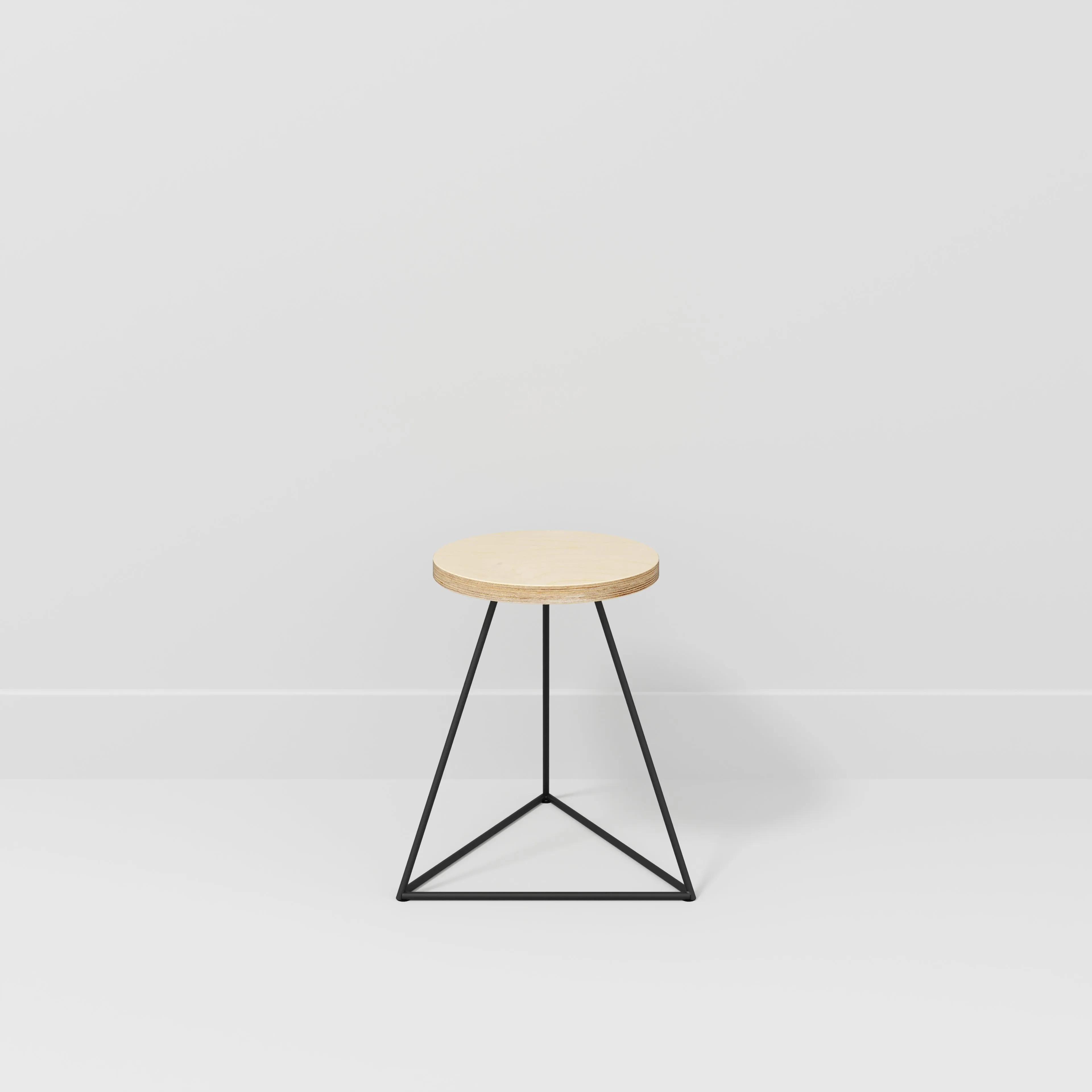 Plywood Stool with Black Prism Base - Plywood Birch