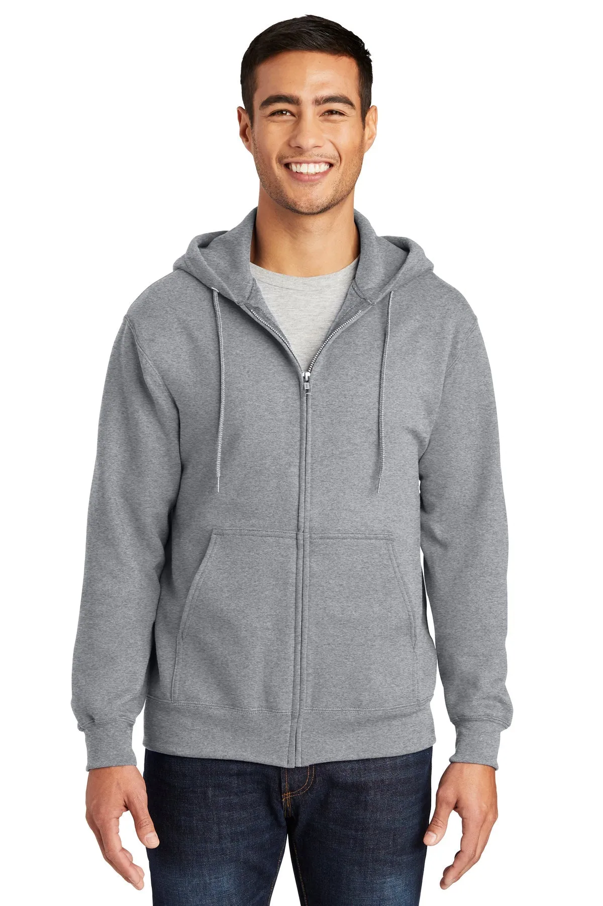 Port & Company Essential Fleece Custom Zip Hoodies, Athletic Heather