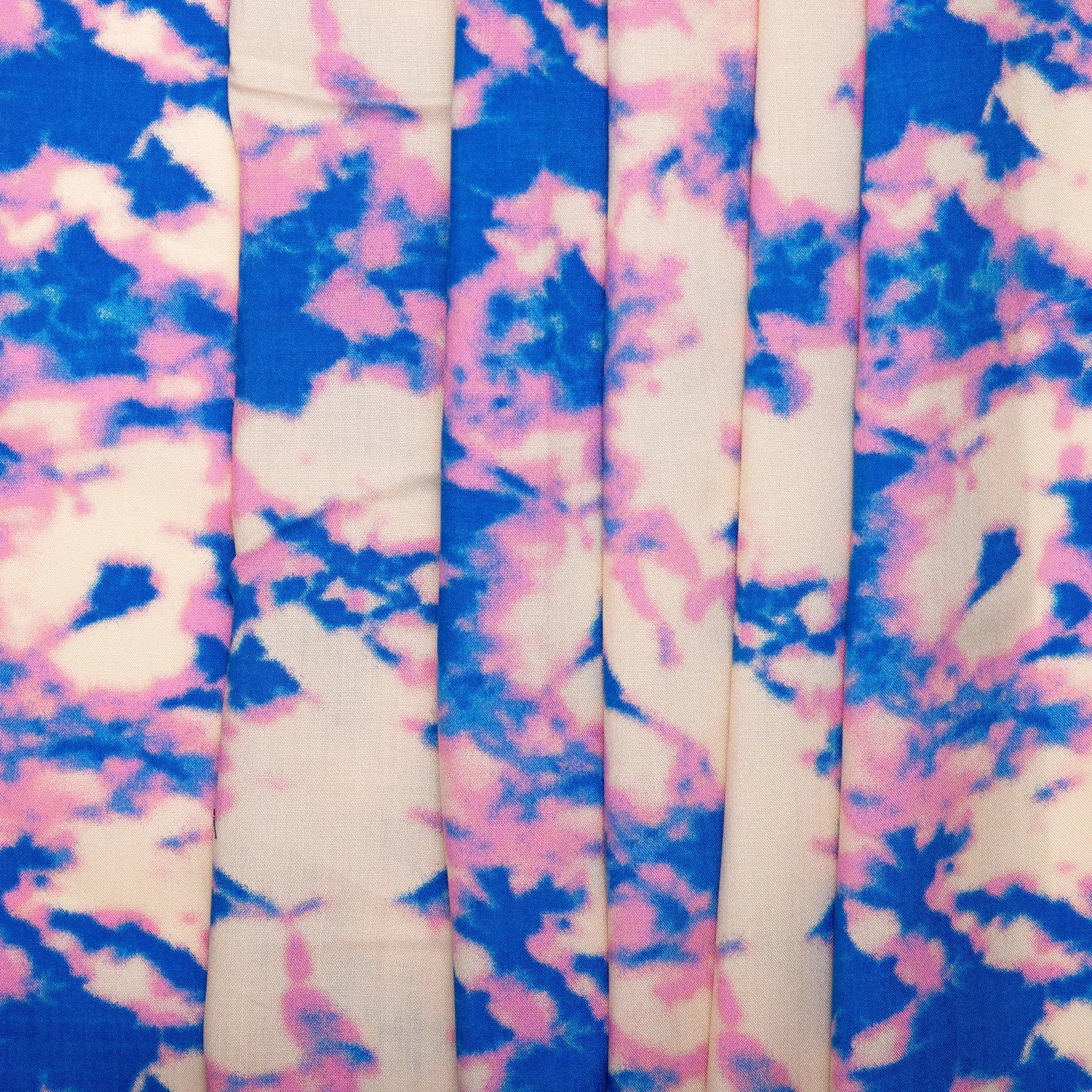 Printed rayon - ANDREA - Tie dye - Blue / Pink