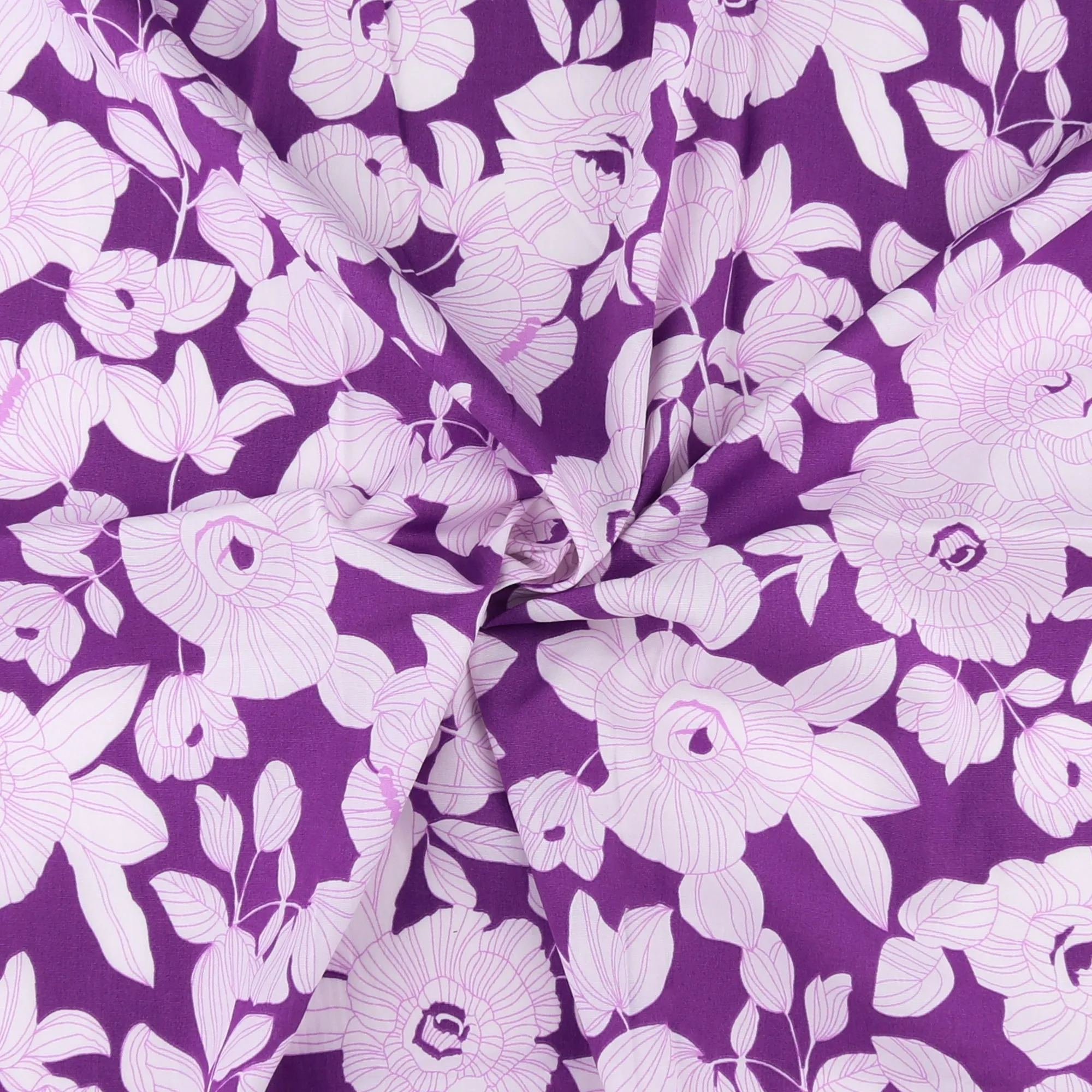 Printed Stretch Poplin - NORA - 007 - Purple