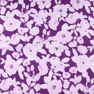 Printed Stretch Poplin - NORA - 007 - Purple