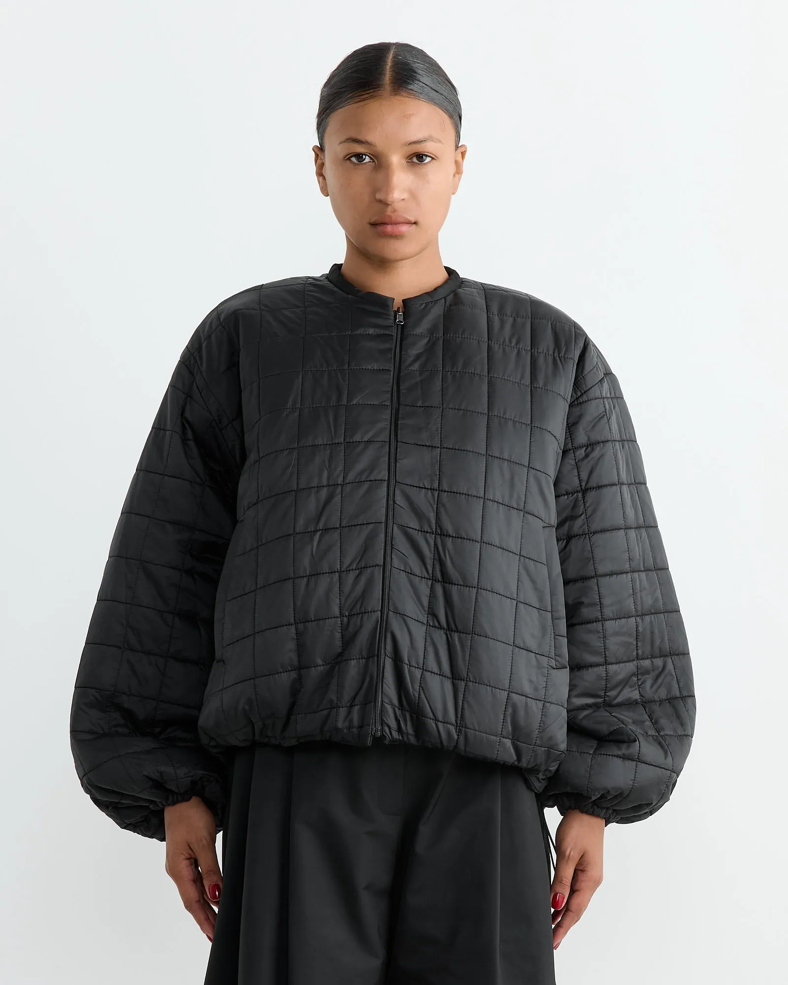 Quilted Reversible Padded Jumper in Black