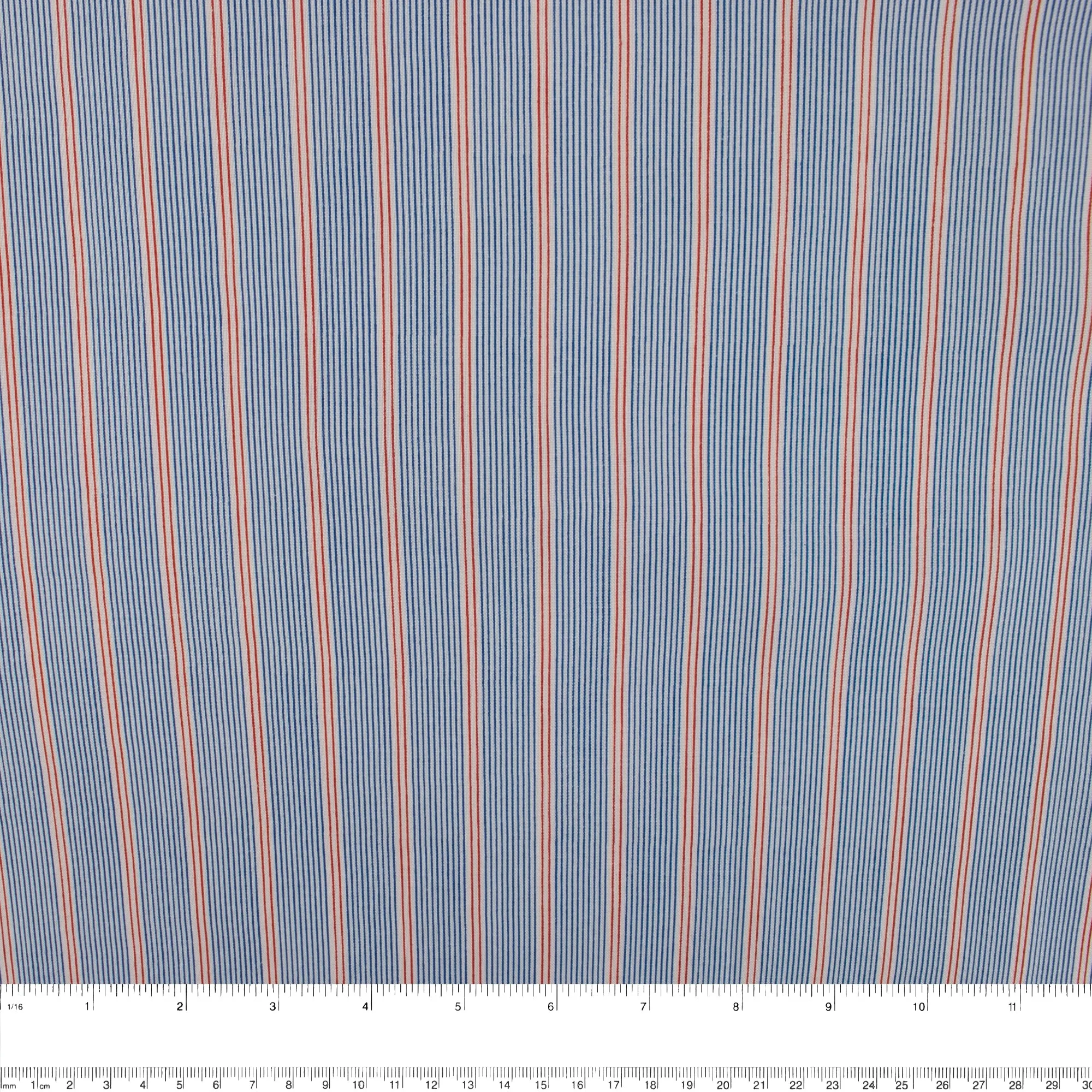 Rayon Poplin Stripe - Various Stripe - Blue / Red