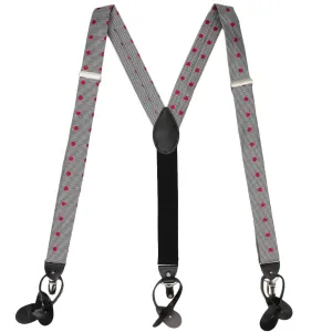 Red Bridwell Dotted Houndstooth Suspenders