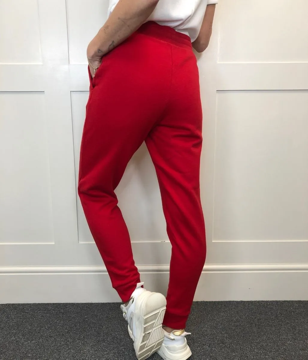 Red Soft Fleece Cuffed Joggers