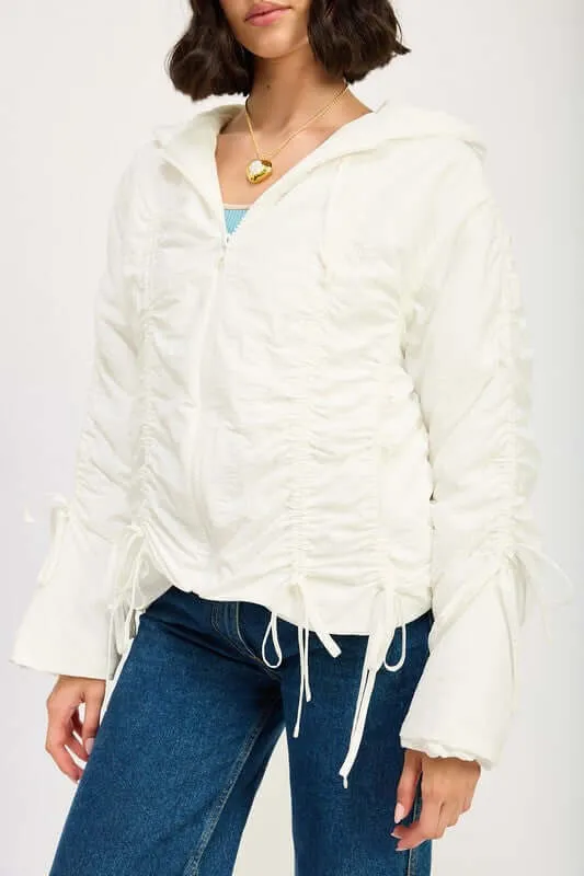 Ruched Puff Zip Up Jacket