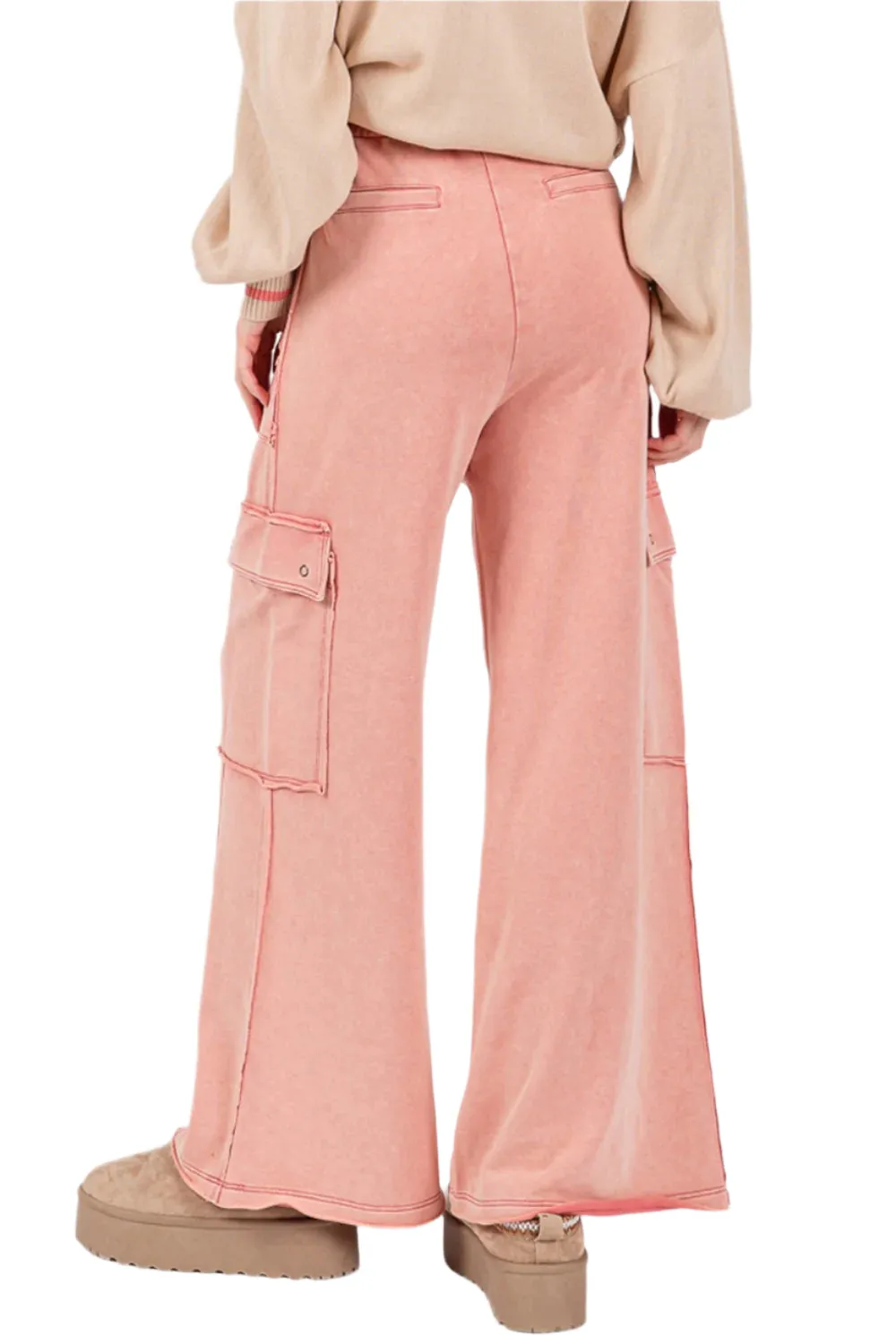 SAGE   FIG Knit Terry Mineral Wash Wide Leg Pants