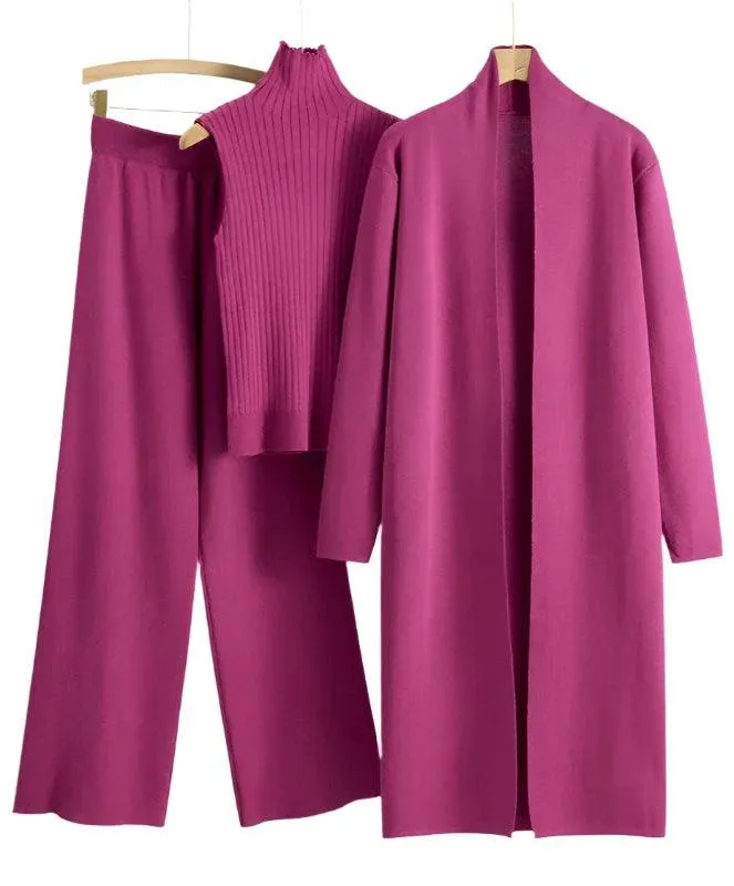 Sophisticated Turtleneck 3-Piece Set with Comfortable Trousers