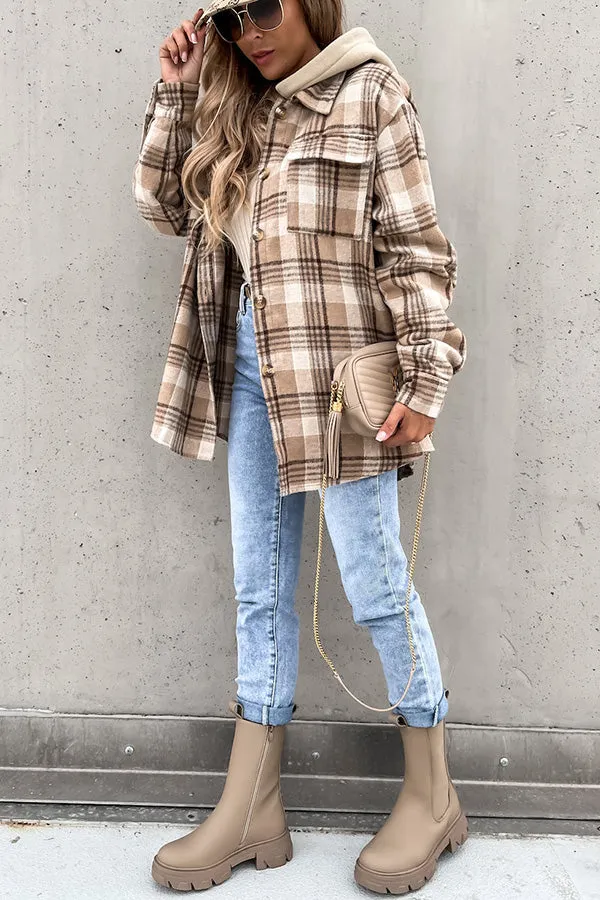 Street Style Chic Plaid Hooded Coat