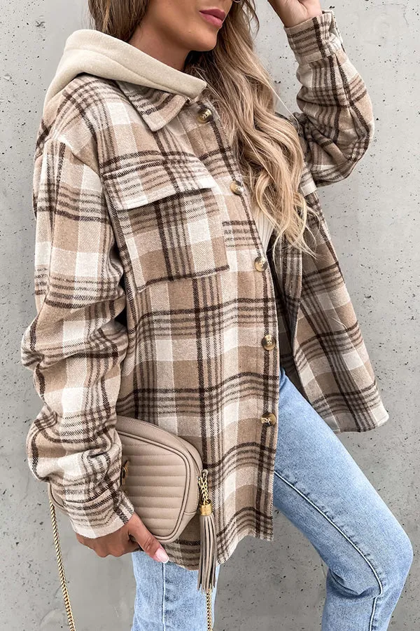 Street Style Chic Plaid Hooded Coat