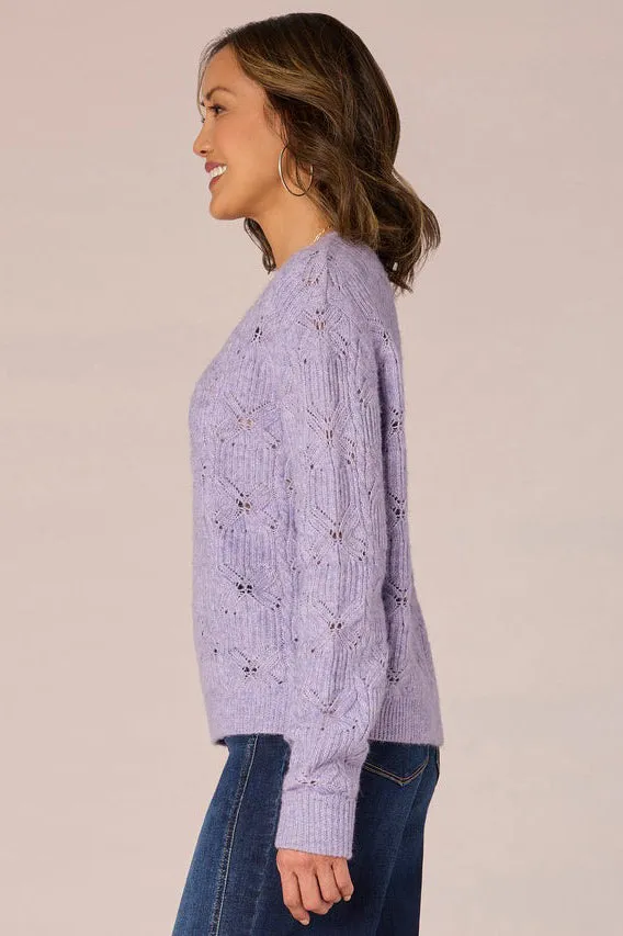 V-Neck Scallop Edge Sweater