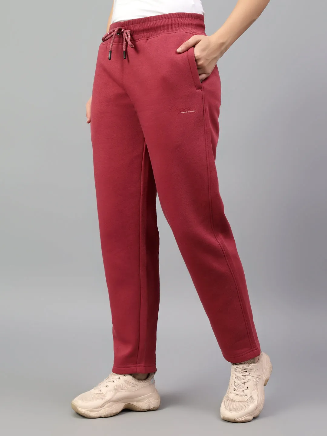 Women's Coral Solid Winter Track Pant