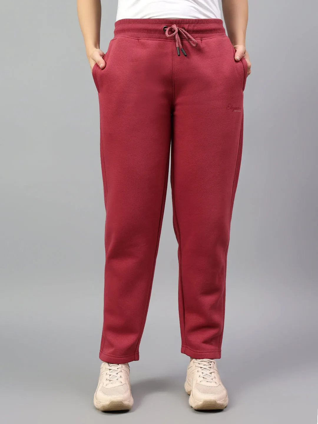 Women's Coral Solid Winter Track Pant