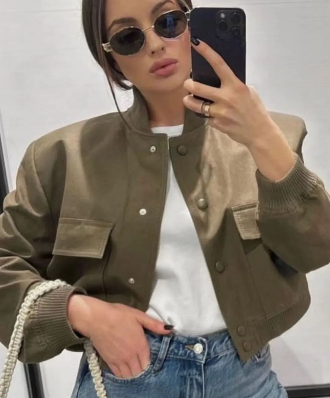 Women's Cropped Bomber Jacket