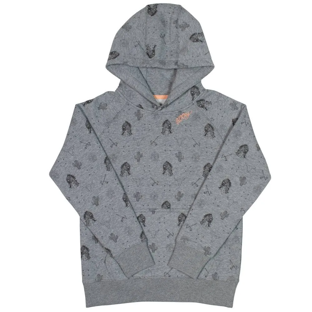 Youth "Plains" Grey w/ Black Logos Hoody